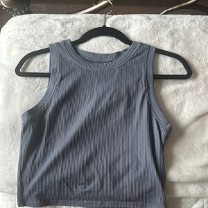 Blue Ribbed Tank Top